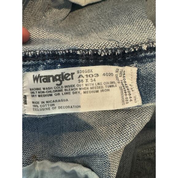 Wrangler A103 Men’s Cowboy Cut Blue Jeans 38x34 Classic Straight Leg Denim - Picture 5 of 7